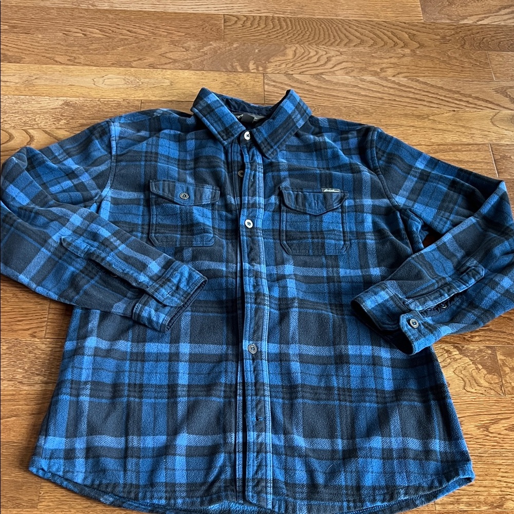 Eddie Bauer large button down blue flannel like new condition